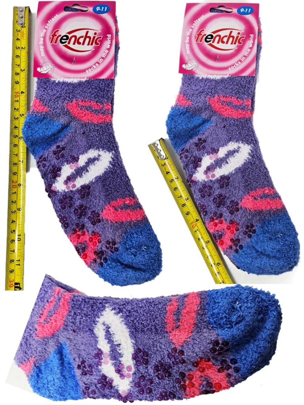 Womens Grips Fuzzy Slipper Socks Soft Cozy Non-Slip House Sox, 6-Pack, Size 9-11 - Picture 3 of 3